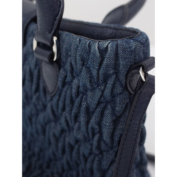 Miu Miu Matelasse Denim Crystal Handbag Blue Blue - Picture 5 of 9